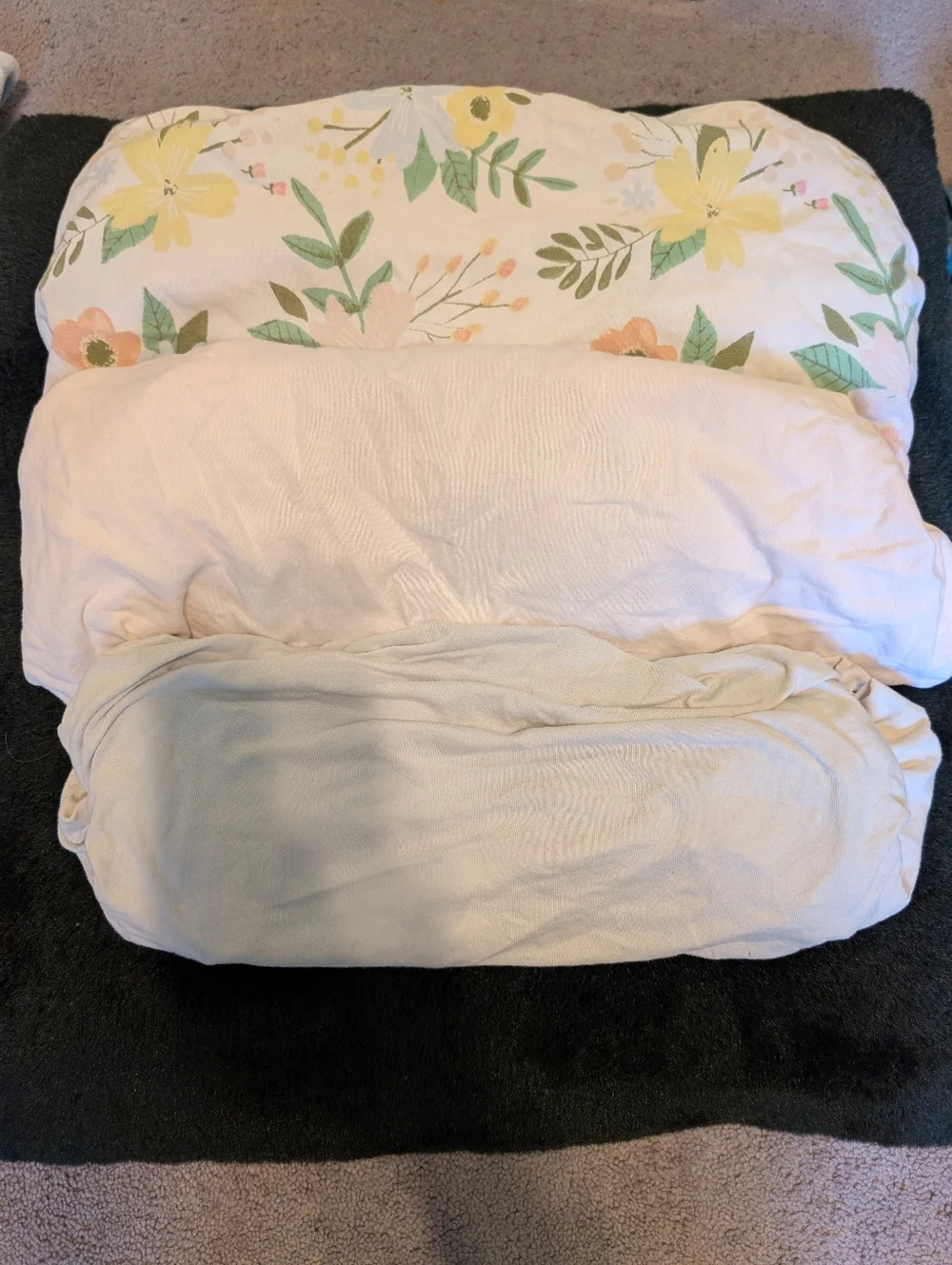 Cloud Island Floral, Pastel Pink, Light Gray Minicrib Playard Fitted Sheets